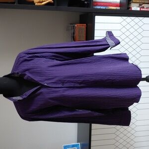 Purple with white pinstripe and artistic detail Ben Sherman men's button up